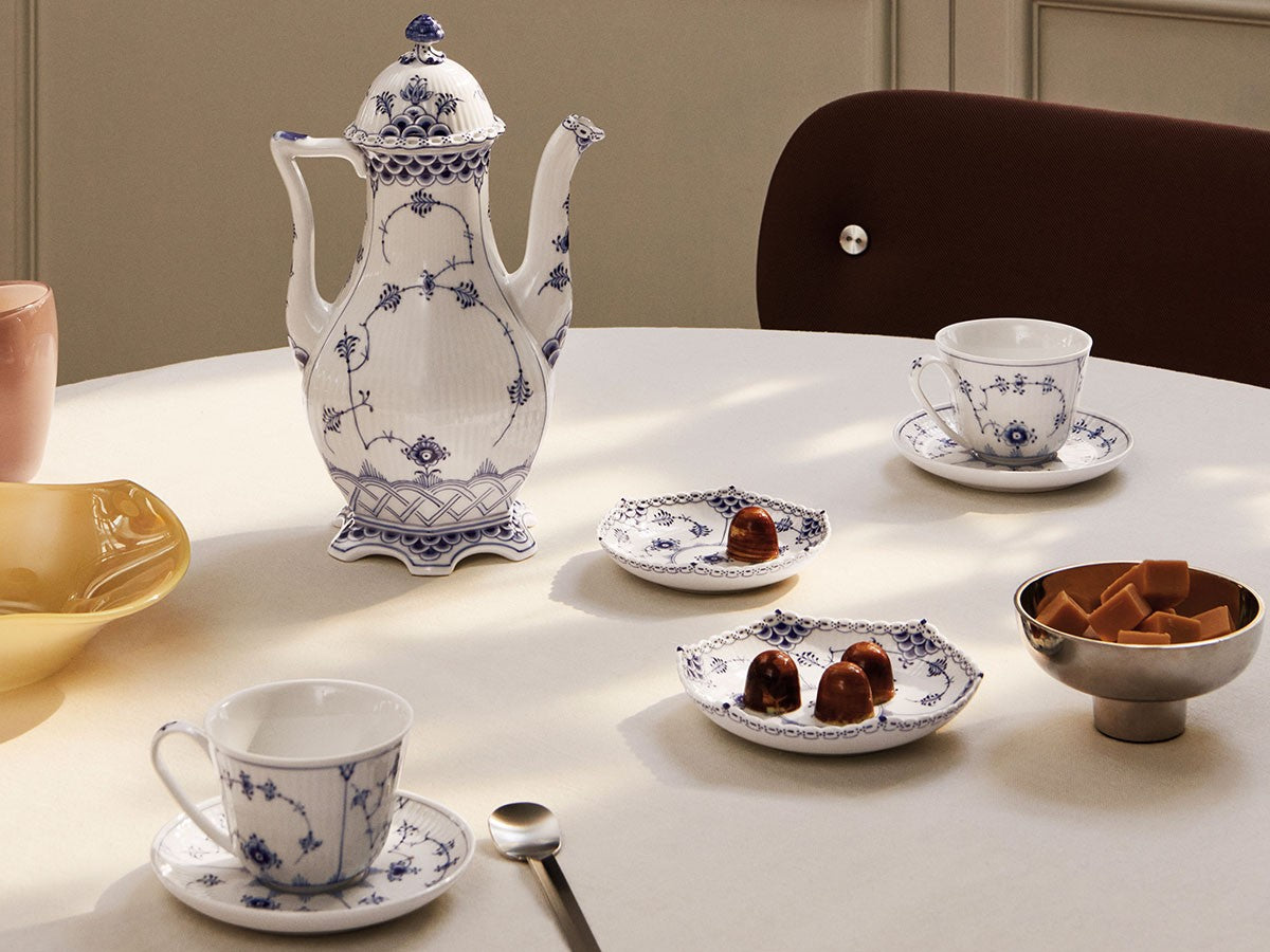 BLUE FLUTED PLAIN TEA CUP & SAUCER