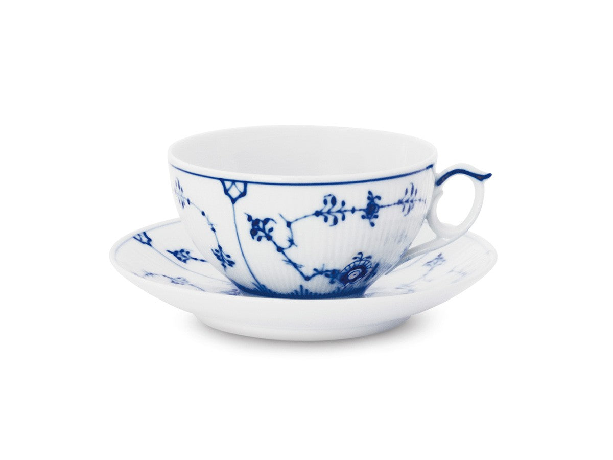 BLUE FLUTED PLAIN TEA CUP & SAUCER_1