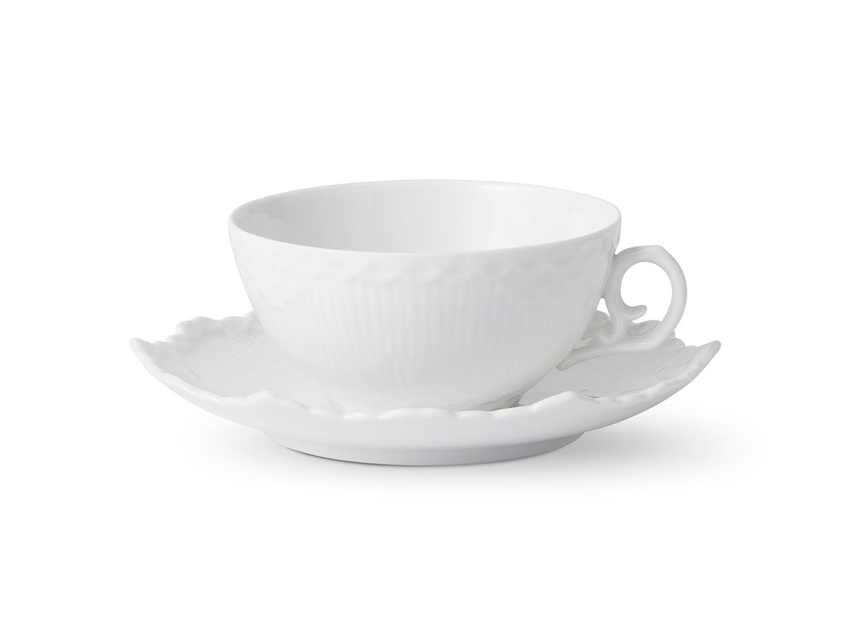 WHITE FLUTED FULL LACE TEA CUP &  SAUCER_1